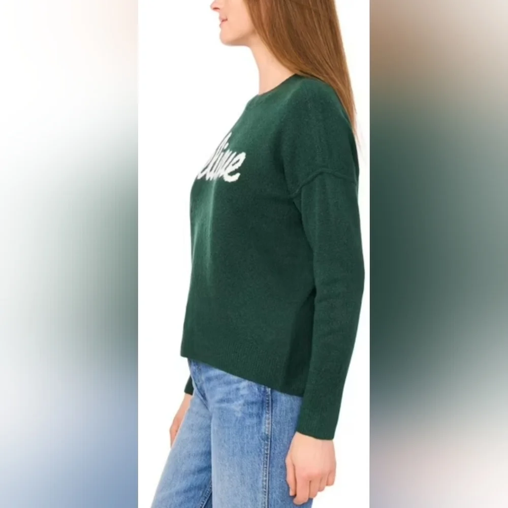 New Vince Camuto Crewneck Sweater with 'Believe' Script